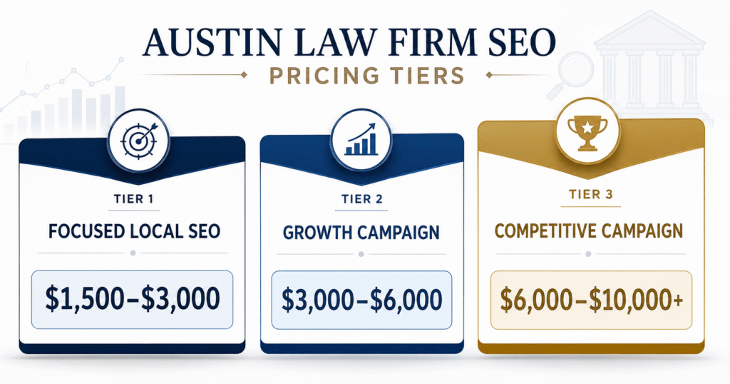 Austin Law Firm SEO Pricing Monthly Budget Tiers