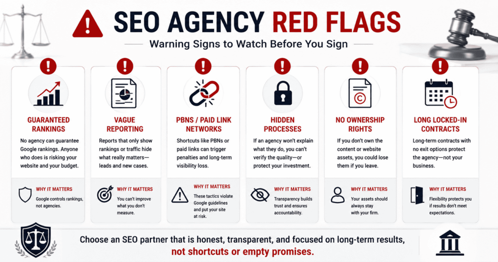 SEO Agency Red Flags for Dallas Law Firms