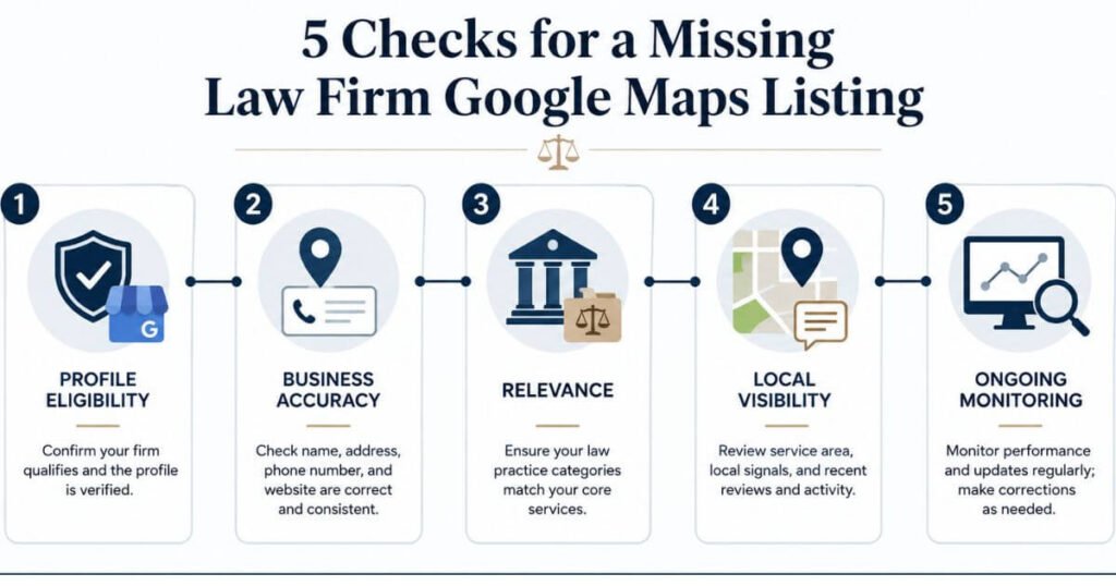 5 Checks for a Missing Law Firm Google Maps Listing